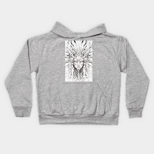 Warrior's Gaze - Native American Warrior Tribute Kids Hoodie